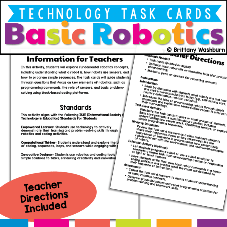 Basic Robotics Printable Task Cards