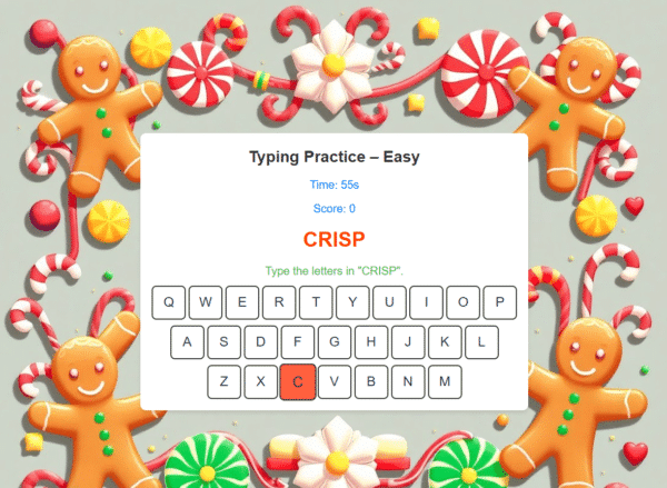 gingerbread timed typing gingerbread timed typing