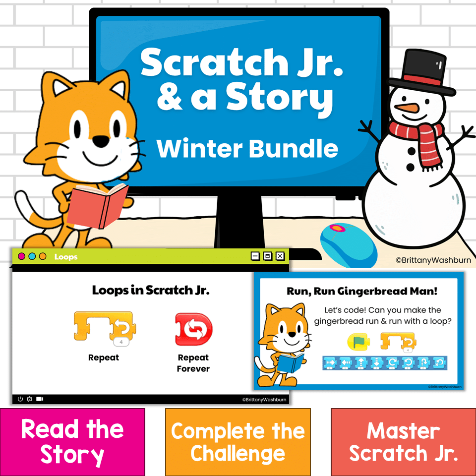 Scratch Jr. Coding Activities & Picture Book Lessons | Winter STEM